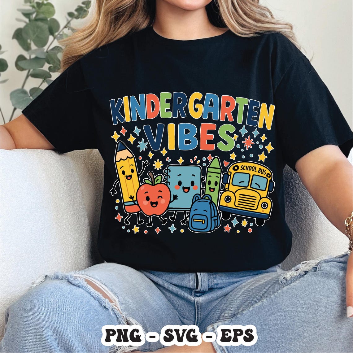 Kindergarten Vibes PNG SVG | Cute Back to School Sublimation Design for ...