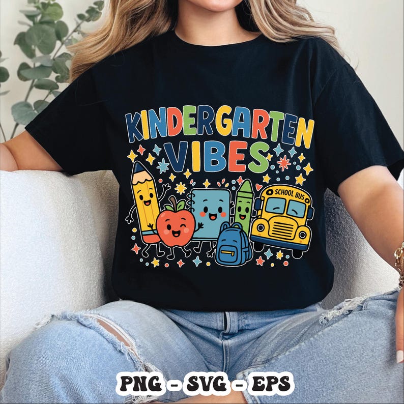 Kindergarten Vibes PNG SVG | Cute Back to School Sublimation Design for ...