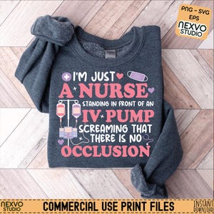 Rolig sjuksköterske-IV-pump - Ingen ocklusion - SVG PNG digital nedladdning