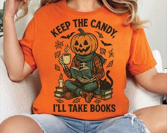 Halloween-boekenliefhebber, png-bestand: pompoenkopleesontwerp (digitale download)