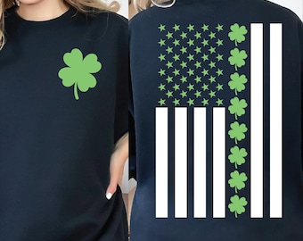 St Patrick Kleeblatt PNG SVG, vorne und hinten Shirt Design, irisch amerikanischer Klee USA digitaler Download Datei