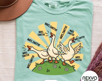 Custom Teacher Name Goose PNG, Funny Personalized Teacher Sublimation Design, Silly Goose Shirt, Back to School Png, Teacher Name Gift
