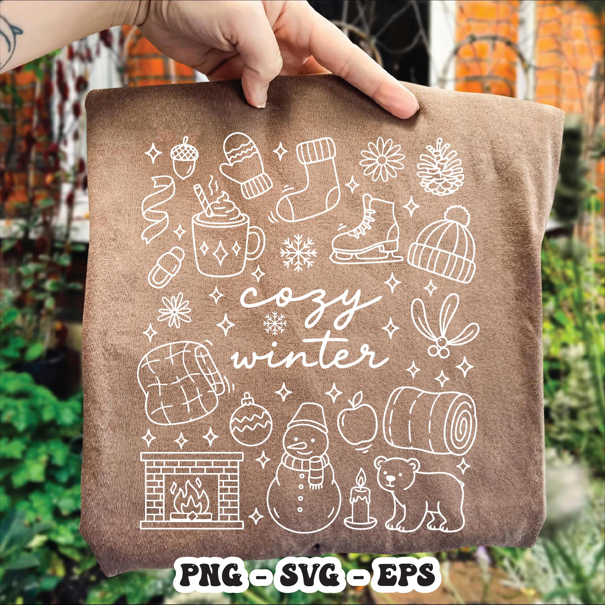 Cozy Winter SVG PNG EPS Christmas Sublimation Design, Hot Cocoa Snowman ...