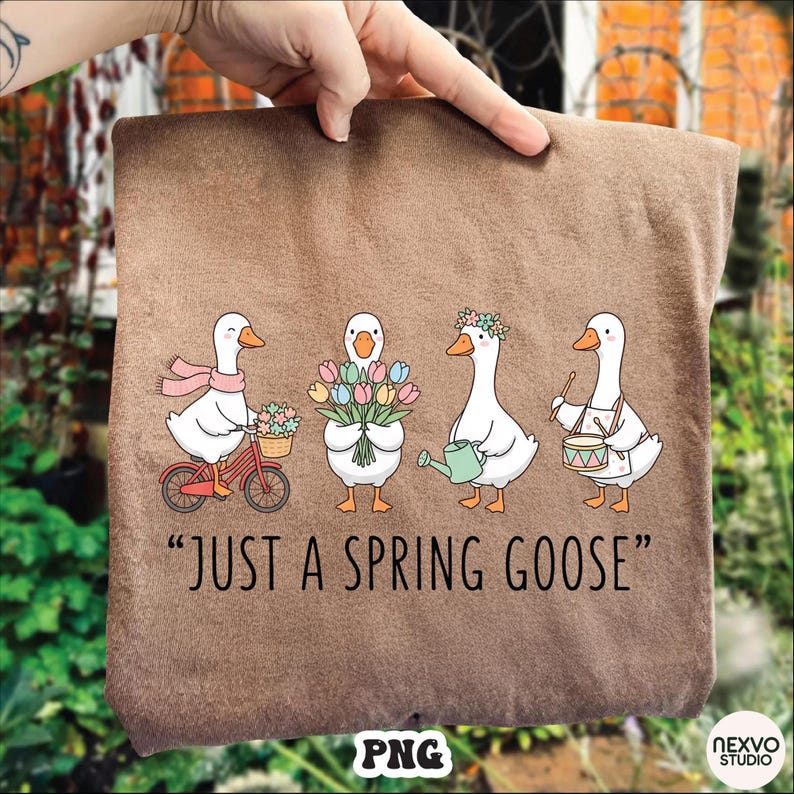 Springtime Goose Just A Spring Goose PNG | Cute Goose Spring Design | Vintage Farm Duck ...