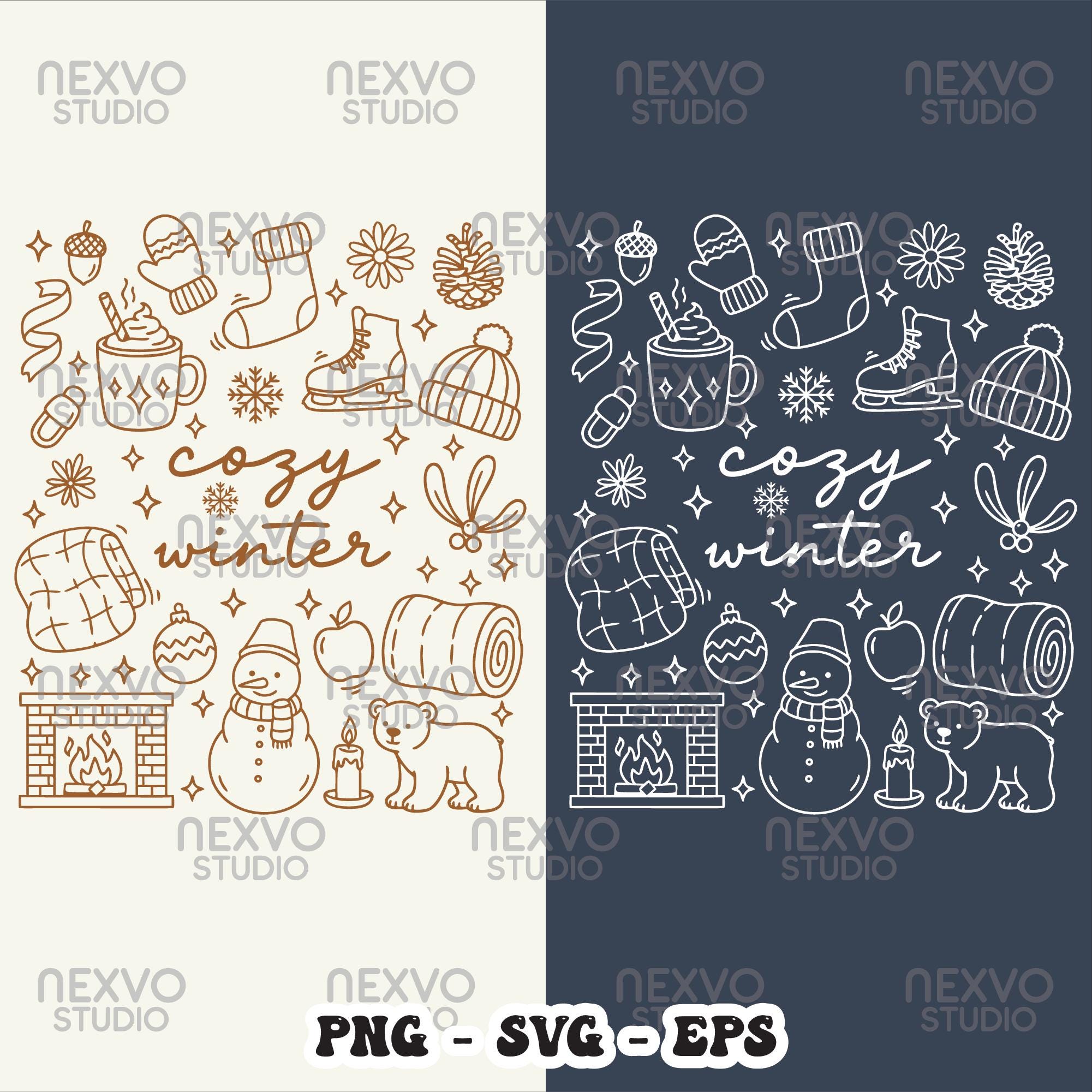 Cozy Winter SVG PNG EPS Christmas Sublimation Design, Hot Cocoa Snowman ...