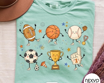 PE Teacher PNG, Doodle Cute Sports Sublimation Design, Hand Drawn Ball Characters Shirt, Coach Gift Png, Kids Sports Day Field Day Png