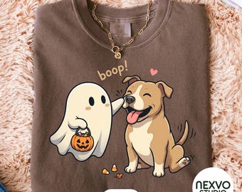Pit Bull Boop PNG, Ghost Nose Boop Halloween Design, Dog Lover Sublimation Download, Cute Boo Ghost Pitbull Shirt PNG, Halloween Dog