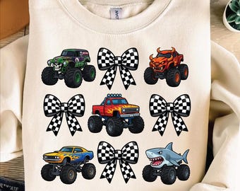 Monster Truck Mama PNG, Checkered Bow Racing Mom Design, Truck Mom Era Graphic, Racing Mama Shirt Design, Monster Truck Mom Gift Download