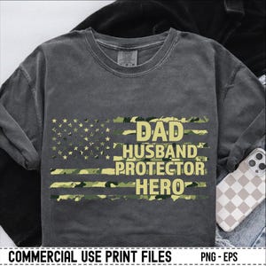Papá héroe camuflaje PNG EPS: Diseño patriótico del Día del Padre (Descarga digital)