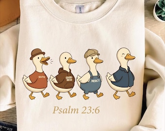 Psalm 23:6 Kaczka PNG, Z pewnością Dobroć i Miłosierdzie, Uroczy Chodzący Kaczor, Projekt Koszulki Chrześcijańskiej, Zabawna Wiara Sublimacja Cyfrowe Pobieranie