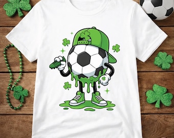 St Patrick's Day PNG | Kleeblatt Fußball | Lustiger irischer Fußball PNG | Grüner Tropfen Fußball Sublimation | Sport St. Paddy Png