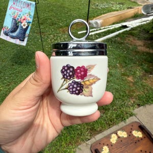 Vintage Royal Worcester Berry Peach Fruit Egg Coddler Evesham Gold