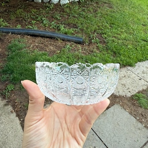 Vintage Bohemian Czech Queens Lace Hand Cut Crystal Bowl 4.5”x2” READ
