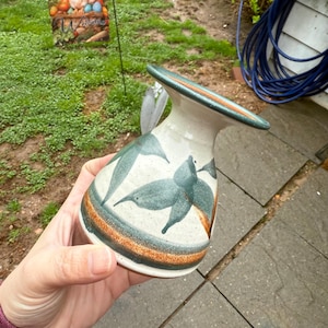 Studio Pottery Hand Painted Earthenware Signed Bud Vase Boho Hand Thrown Artist