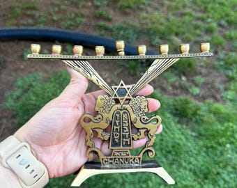 Vintage Messing Made in Israel Menora 6 "hoch 8" lang