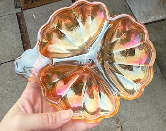 Vintage Doric irisierende Karneval Depression Glas Candy Trinket fangen alle Teller