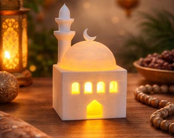 Linterna de mezquita de Ramadán / Decoración islámica para el hogar para el Eid de Ramadán / Regalo de decoración festiva iluminada