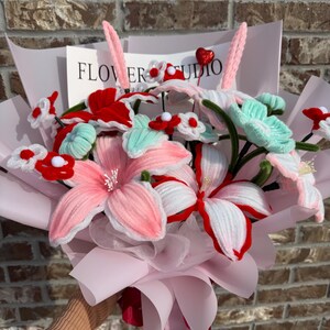 Handmade Pipe Cleaner Pastel Lily Bouquet- Medium size, Pipecleaner Flower . image 11