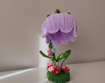 Ręcznie robiona lampa konwaliowa | Kwiat z drucika kreatywnego | Fantazyjna, puchata lampka nocna w kształcie kwiatu