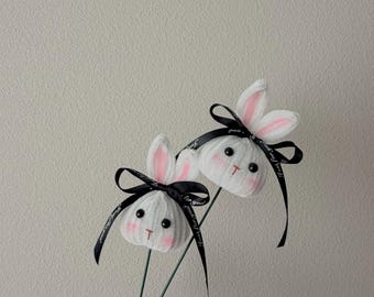 Handmade Bunny | Pipe Cleaner Bunny Stem | Easter Bunny Gift | Cute Spring Decor | Bunny Flower Bouquet | Handmade Bunny Craft