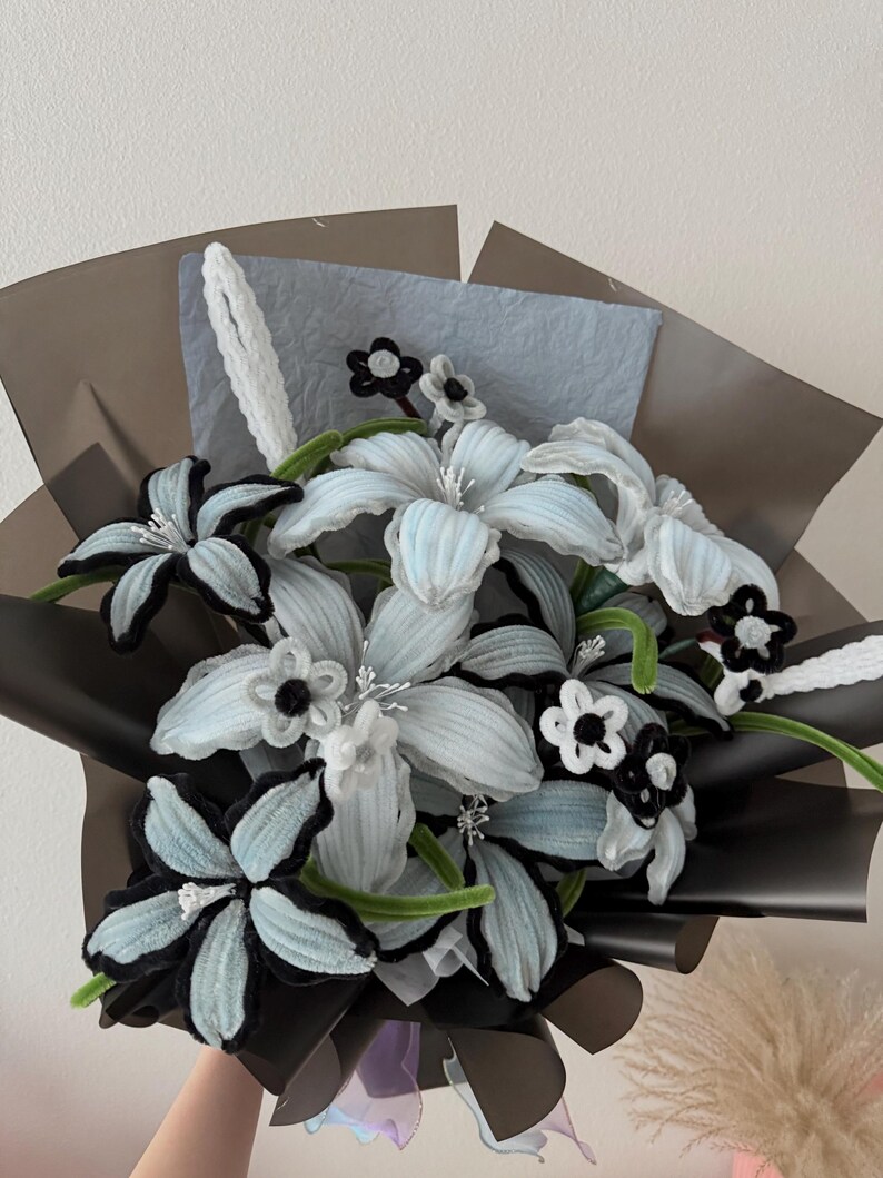 Handmade Pipe Cleaner Pastel Lily Bouquet- Medium size, Pipecleaner Flower . image 10