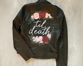 Custom Embroidered Bride Leather Jacket: Bachelorette Gift