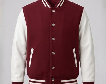 Varsity Jacket Men Women, Letterman Baseball College Jacket, Fleece Leather Sleeves