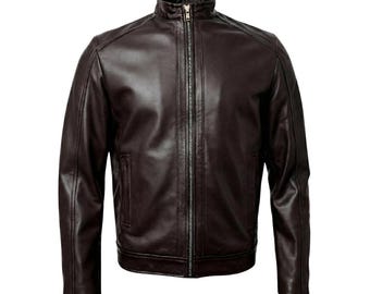 Classic Genuine Leather Motorcycle Jacket in Brown - Ride in Style