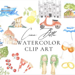 Aquarell ClipArt, Clip Art Italienisch, Ciao Bella, Hochzeitseinladung, Anpassen, Italienischer Sommer, Romantisch, Dolce Vita, Hochzeit