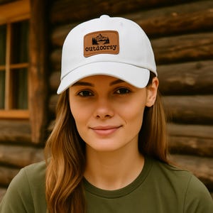 Stylish Outdoorsy Dad Hat with Leather Patch, for Outdoor Adventures, Camping, Hiking, Gift for Dads, Gift for Couples who Hike Together