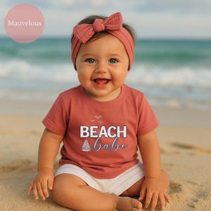 Camiseta playera para bebé: ropa costera para bebé, conjunto de verano para bebé, mono playero para niña, regalo para baby shower para niña o niño.