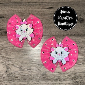 Aristocrats Marie Inspired Hot Pink Tulle + Glitter + Rhinestones Hair Bow(s) // Girls Baby Toddler Kids Hair Bow Hair Clip Headband