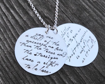 Custom Large 2-Disc Sterling Necklace - Your Saying, Your Font