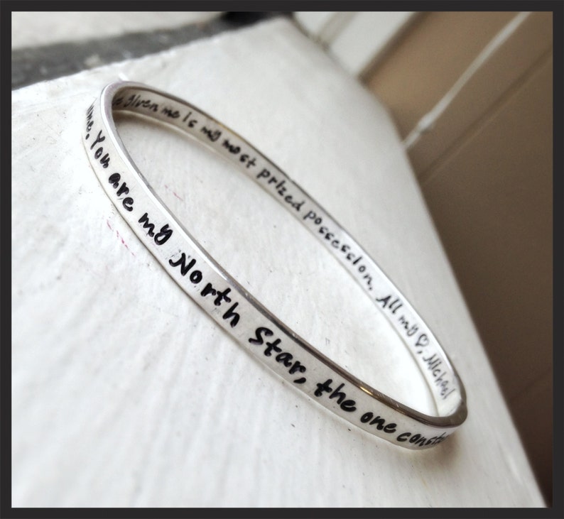 Our shop most popular Solid Sterling Silver Bangle - Thick Strong I Stamped Hand High quality and