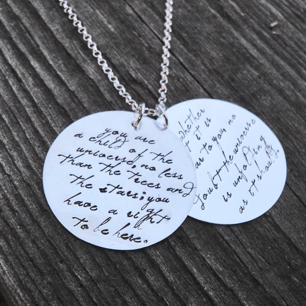 Custom Large 2-Disc Sterling Necklace - Your Saying, Your Font