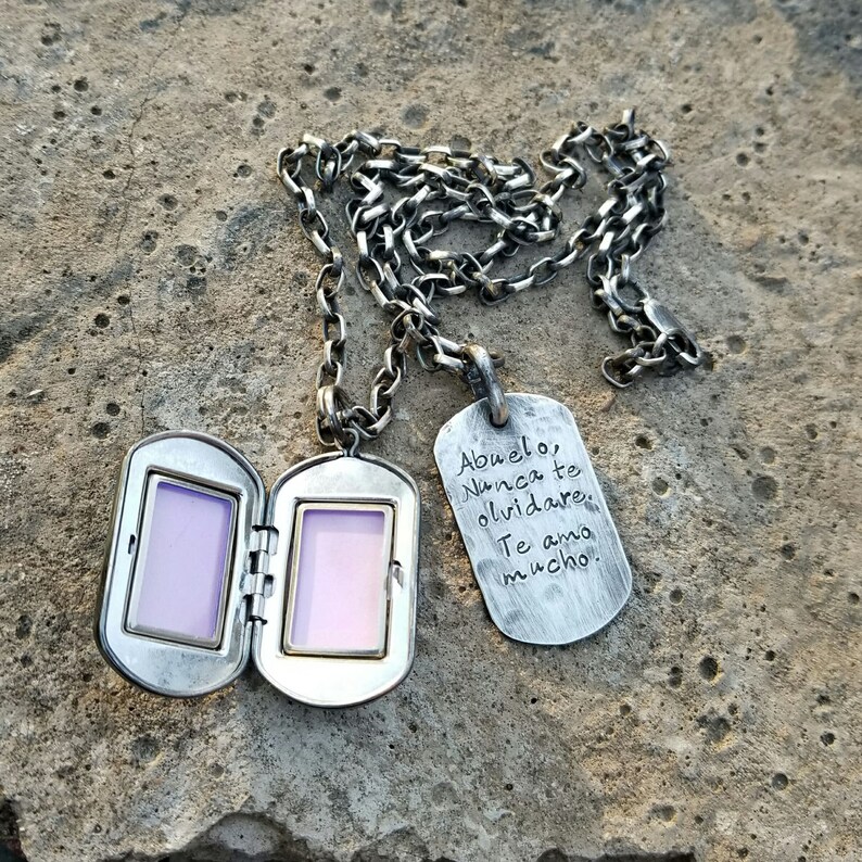 Custom Thick Sterling Silver Men's Locket and Dog Tag Etsy