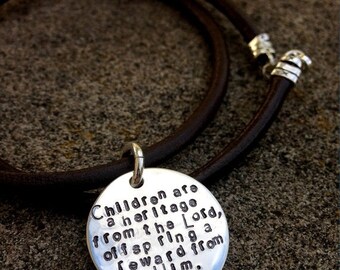 LIMITED TIME SALE Hand-finished Thick Sterling Silver Disc and Leather Necklace