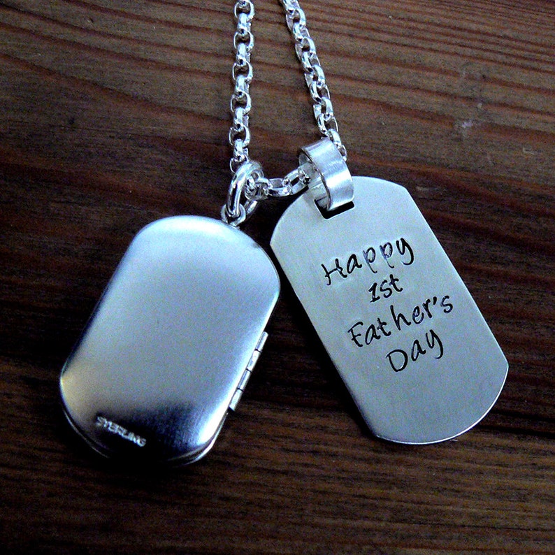 Custom Thick Sterling Silver Men's Locket and Dog Tag Etsy