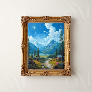 Gold Ornate Frame Mockup, Vintage Style Baroque Frame Wall Art Mockup, Frame Digital Download for Artwork Display, Editable PSD Template