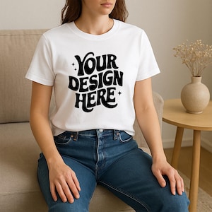 White Bella Canvas 3001 Shirt Mockup | White T-Shirt Mockup | Design Display Mockup | Shirt Model Mockup | White 3001 Bella Canvas Mockup