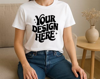 Bella Canvas 3001 White T-Shirt Mockup | Design Display (Digital Download)