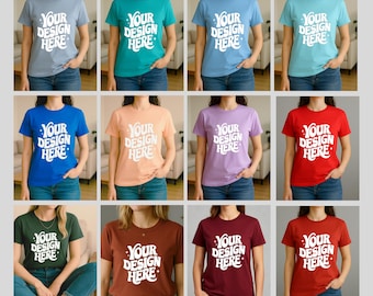 Bella Canvas 3001 Mockup Bundle | Female Model Tee (Digital Download)