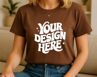 Brown Bella Canvas 3001 T-Shirt Mockup (Digital Download)