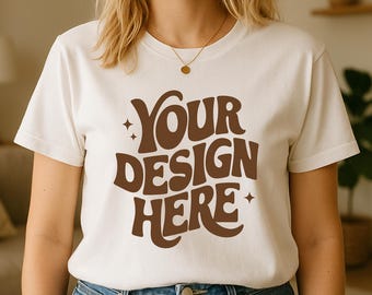 White Bella Canvas 3001 T-Shirt Mockup | Minimalist Style (Digital Download)