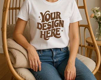 Bella Canvas 3001 White T-Shirt Model Mockup (Digital Download)
