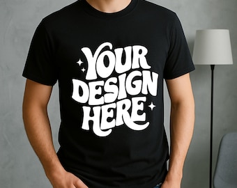 Black Bella Canvas 3001 T-Shirt Mockup | Men's Model (Digital Download)