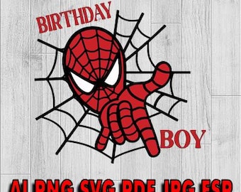 Spiderman verjaardag SVG PNG Baby Spiderman SVG verjaardag SVG-bestand direct downloaden DIY Shirt Design