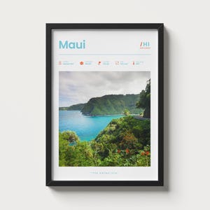 Maui Hawaii Travel Poster, Hawaiian Wall Art, Tropical Island Poster, Minimalist Maui Decor, Hawaii Map Print, Maui Print, Digital Download