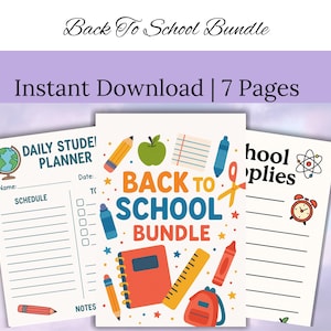 Back to School Printable Bundle for Kids & Parents – Checklist, Schedule, Homework Tracker and More – Editable and Instant Download