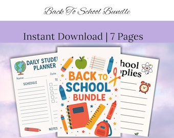 Back to School Planner Bundle: Checklist, Schedule, Homework Tracker (PDF Download)